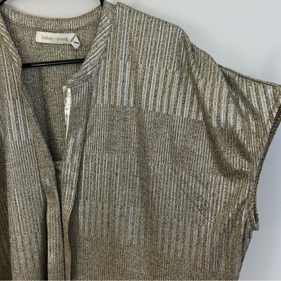 NWT Bishop + Young Blake Metallic Blouse From Anthropologie Size Medium - Picture 5 of 14